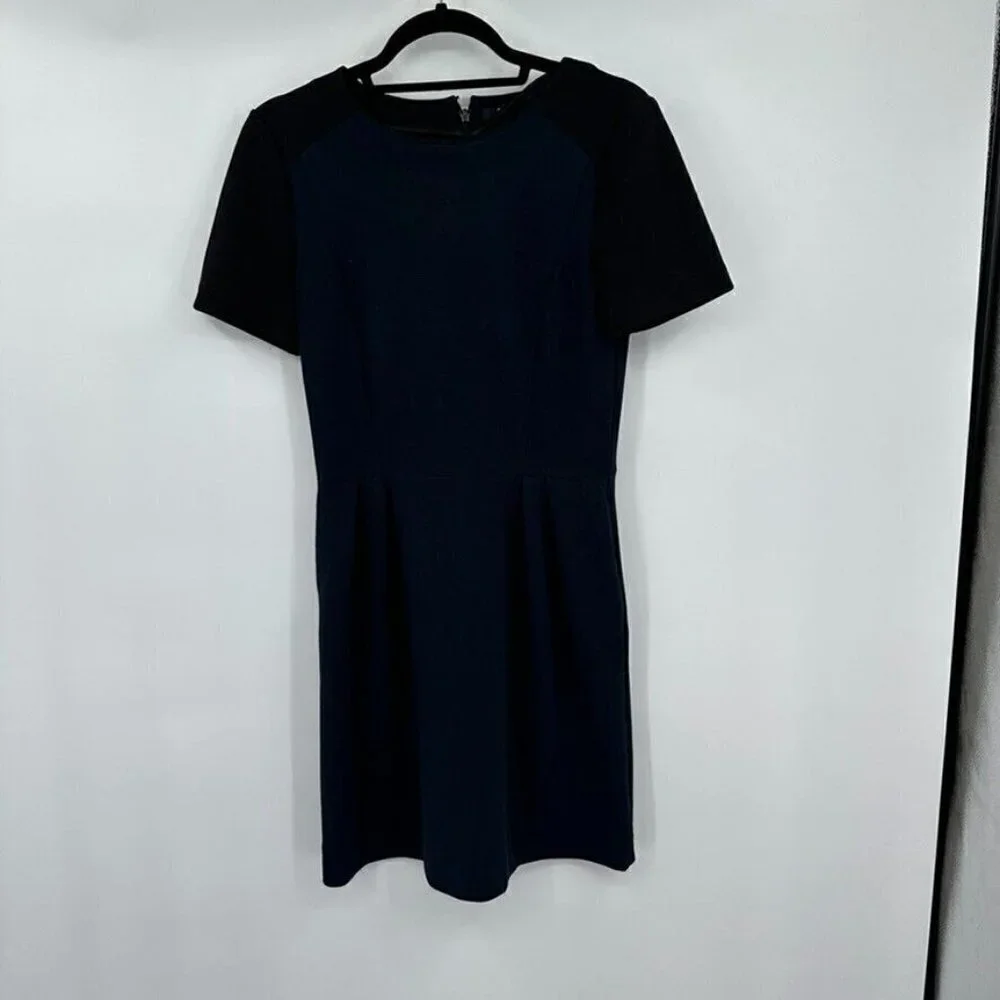 Madewell Womens Dress 4 Navy Blue Short Sleeves Pockets Preppy Classic Casual